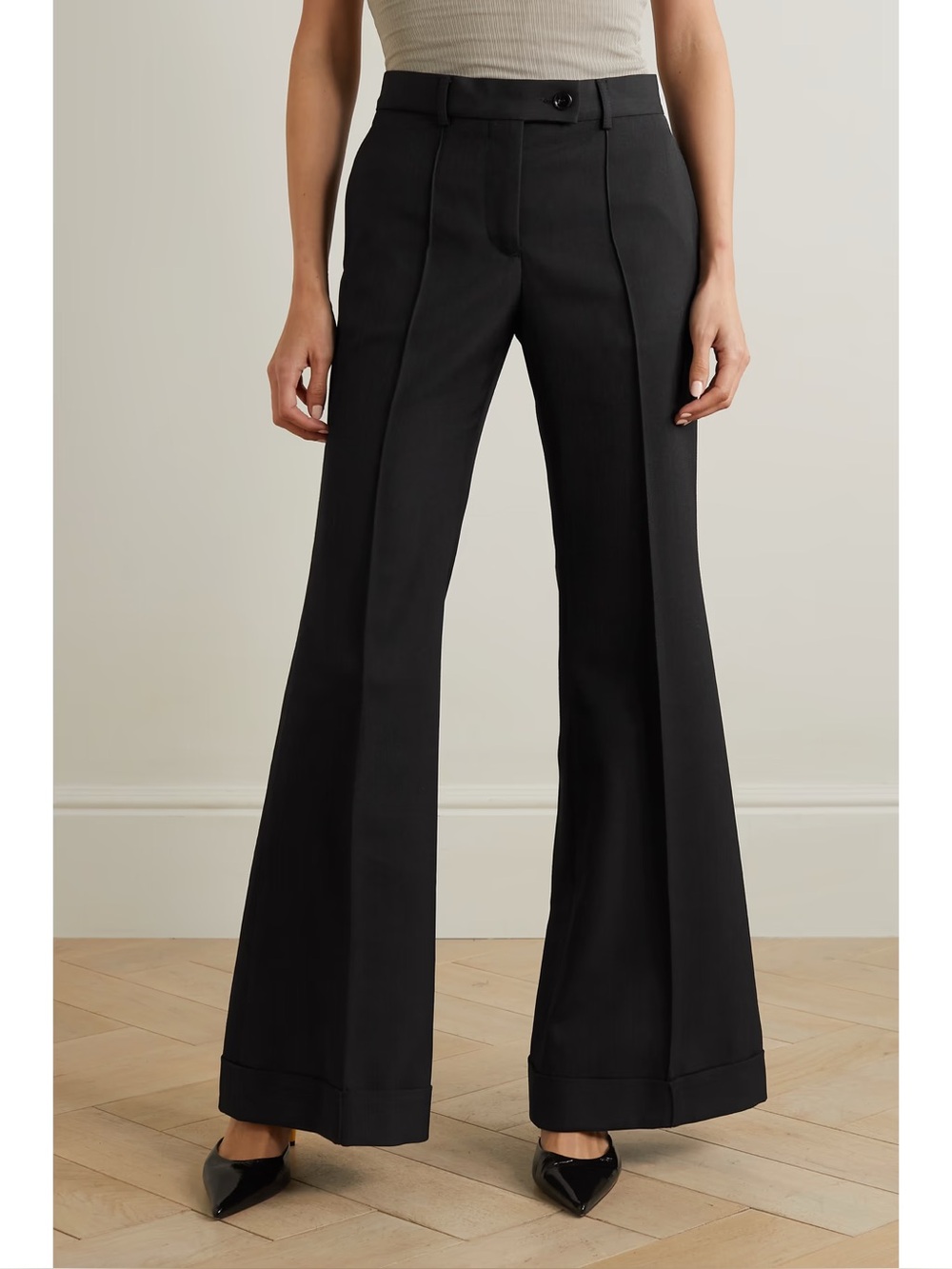 Acne Studios Black Wide-Leg Creased Trousers Pants NWT - SIZE 34